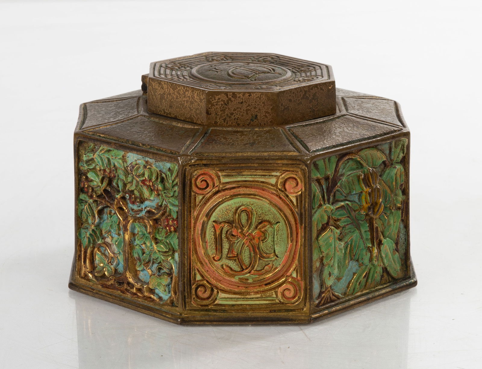Tiffany Gilt Bronze and Polychrome Painted Inkwell (1 of 5)