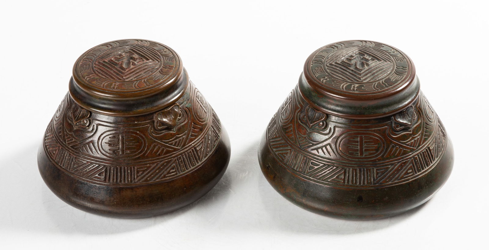Two Tiffany Studios American Indian Inkwells (1 of 5)
