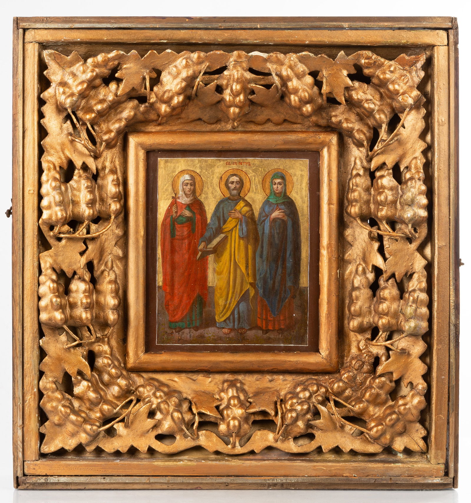 Russian Icon Depicting St. Peter the Apostle with Two Female Saints (1 of 4)