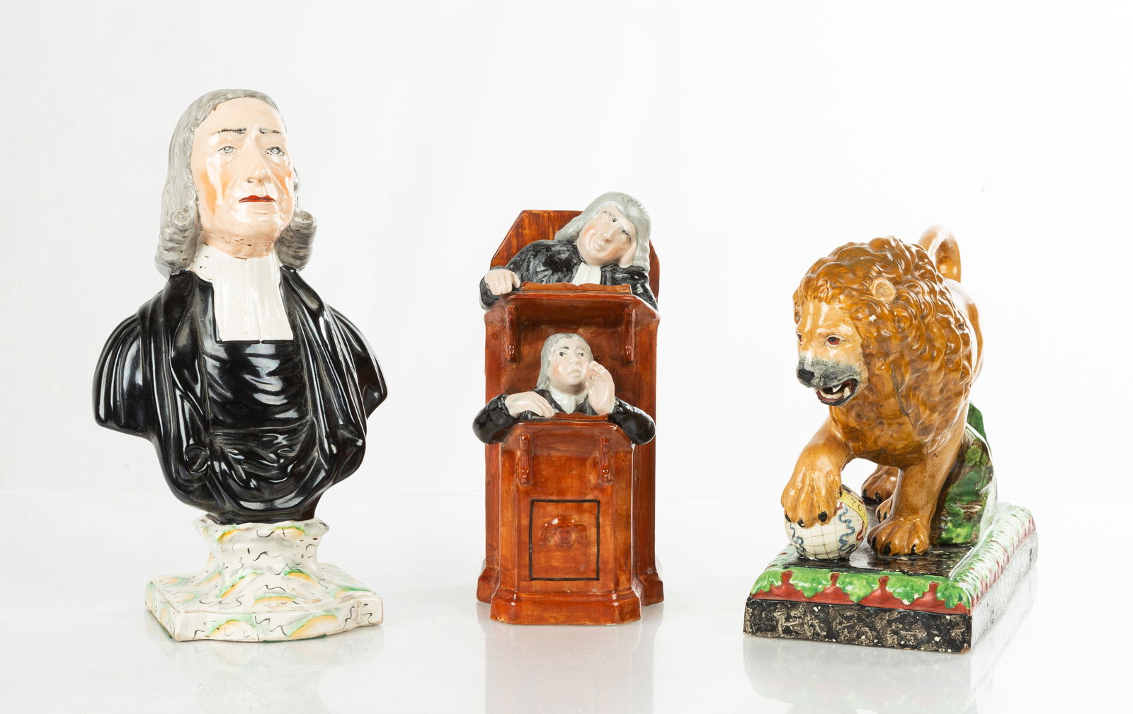 Three Pieces of Staffordshire: Three Pieces of Staffordshire The Reverend John Wesley M. A. Fellow of Lincoln College, Oxford & Founder of Methodism by Enoch Wood Sculpture Burslem. Max Ht. 12 in. Max W. 11 1/2 in.