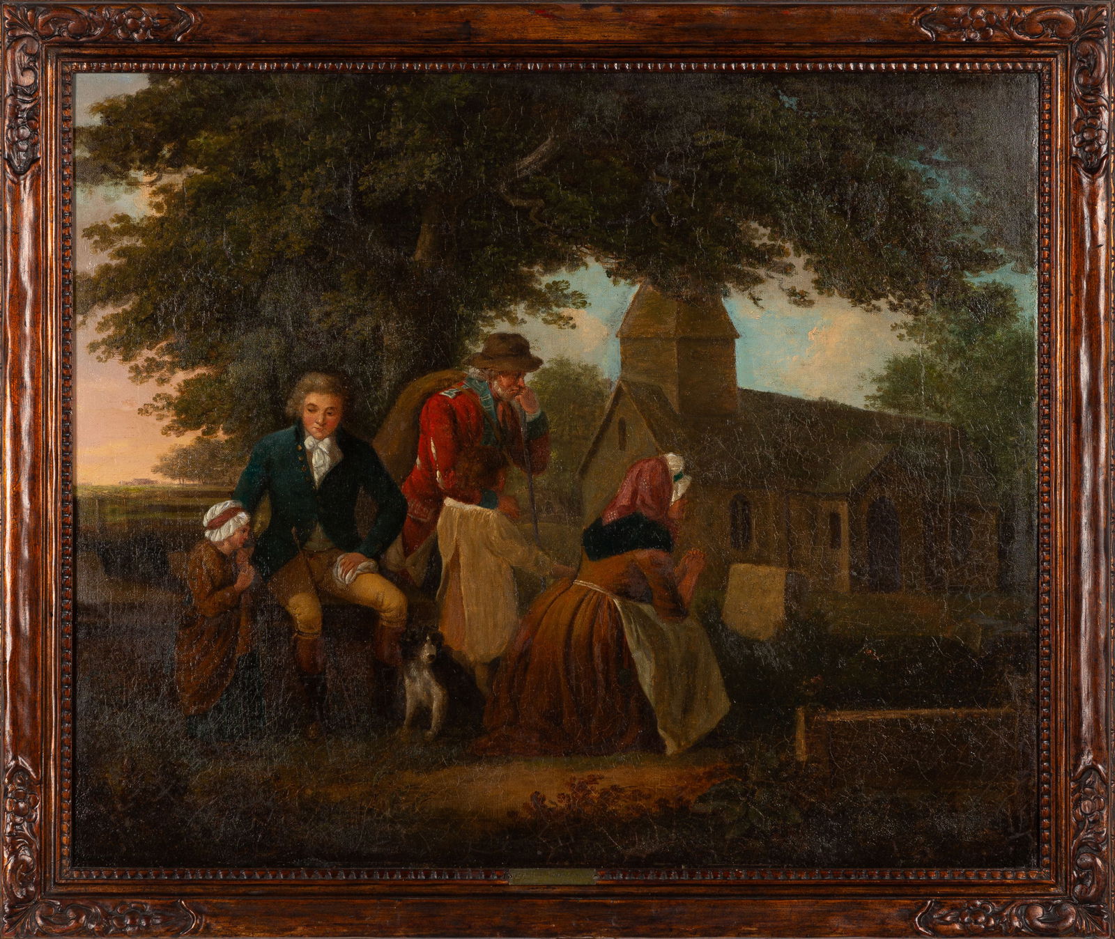 Francis Wheatley (English, 1747-1801) Country Church Scene: Francis Wheatley (English, 1747-1801) Country Church Scene Oil on canvas. 26 x 32 in.