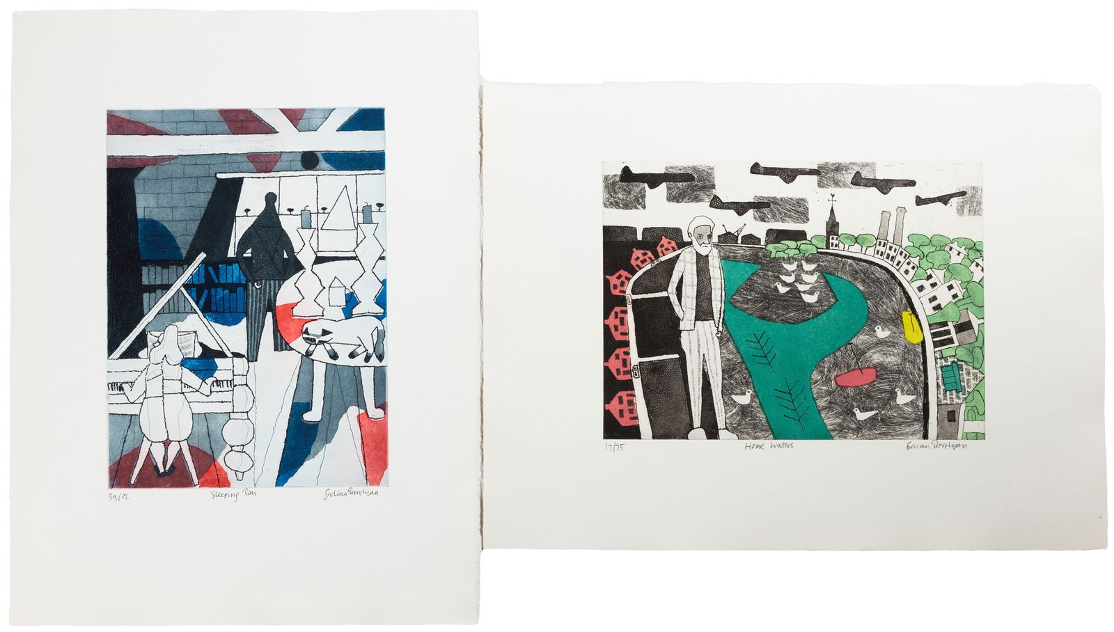 Two Julian Trevelyan (British, 1910-1988) "Sleeping Tom" & "Home Waters" (1 of 3)