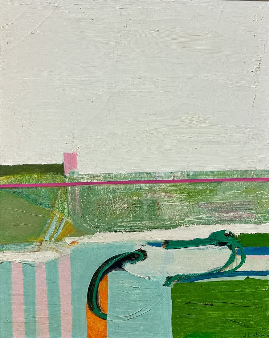 Janet Liebowitz (1920-2011) "After West": Janet Liebowitz (1920-2011) "After West" Aqua-tec on canvas. Signed 'J. Liebowitz' (lower right). 30 x 24 in. Deaccessioned property from a private New York State institution.
