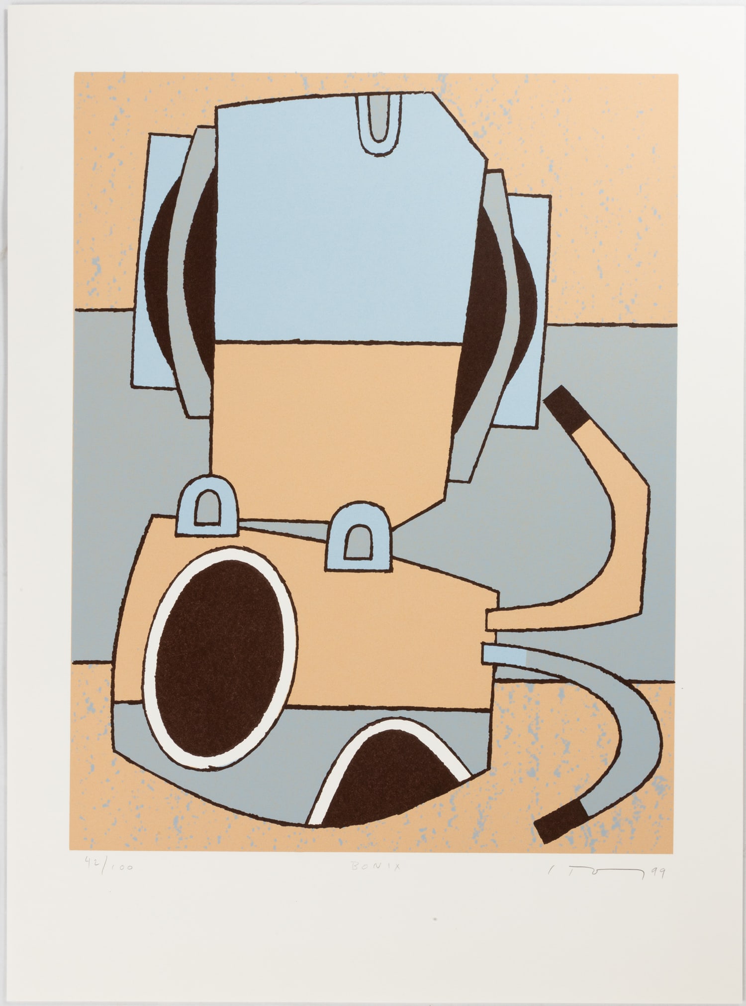 (20) David Storey (American, b. 1948) "Bonix": (20) David Storey (American, b. 1948) "Bonix" Serigraph. Signed and numbered in pencil. 23 x 17 in. Deaccessioned property from a private New York State institution.