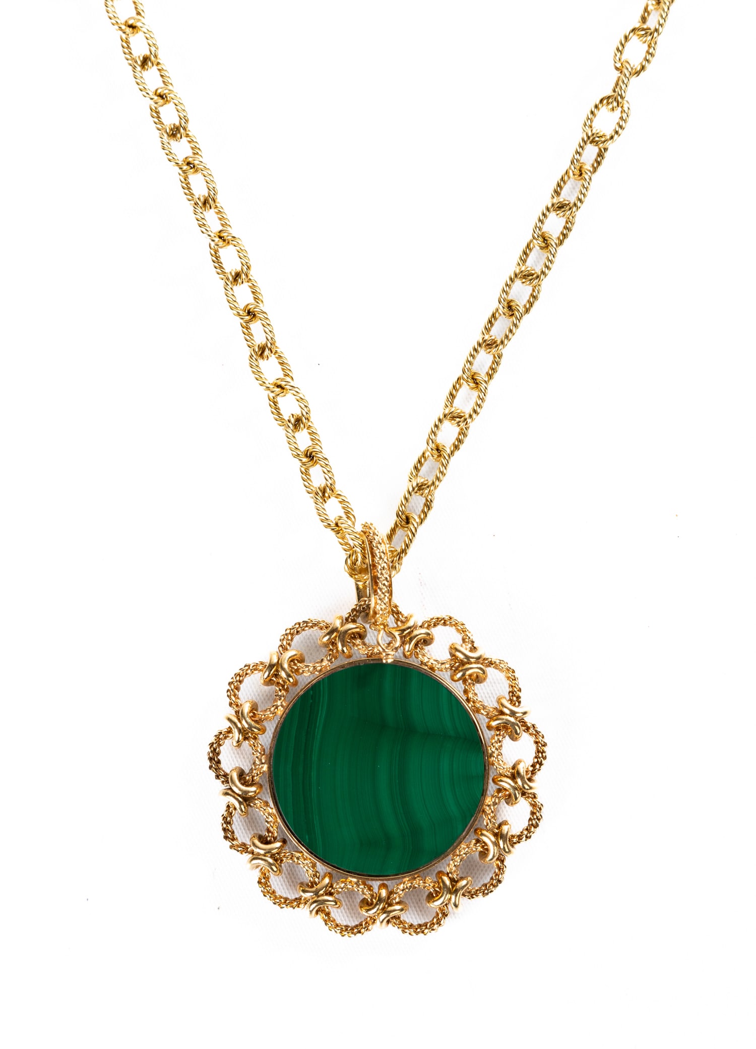 14K Gold, Malachite Necklace and Silver Brooch (1 of 3)