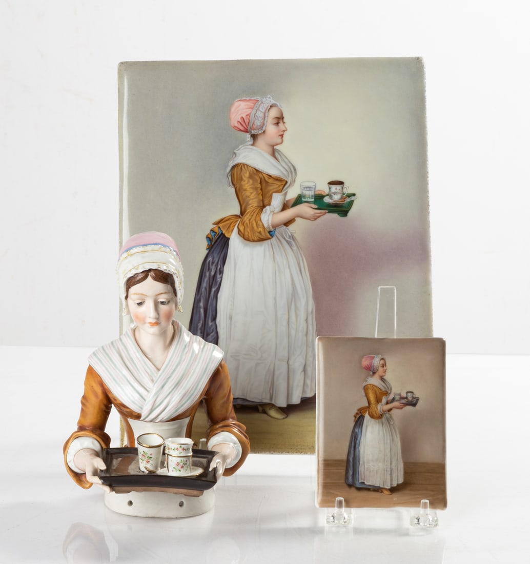 Porcelain Chocolate Girl Bust & Plaques (1 of 3)