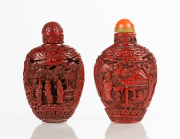 Two Cinnabar Snuff Bottles
