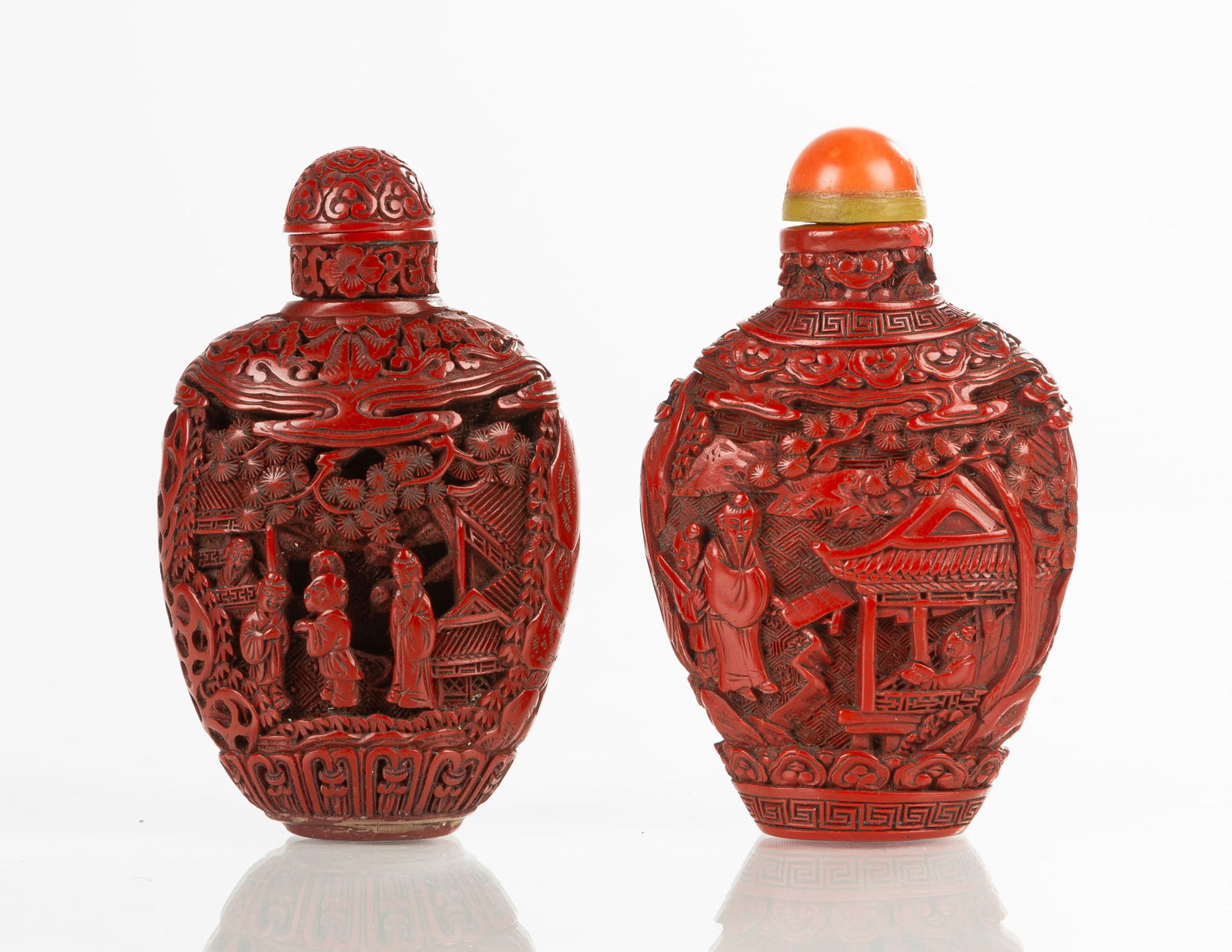Two Cinnabar Snuff Bottles