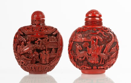 Two Cinnabar Snuff Bottles