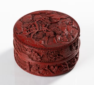 Chinese Cinnabar Lacquer Scholar Box & Cover