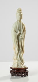 Chinese Carved Jade Statuette of Guanyin