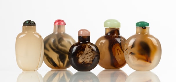 Five Agate Snuff Bottles