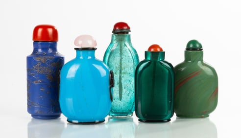 Five Peeking Glass Snuff Bottles