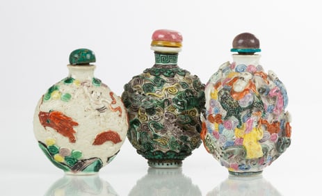 Three Famille Rose Snuff Bottles