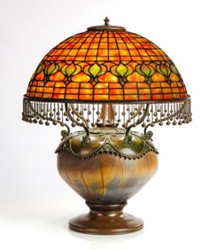 Tiffany Studios Pomegranate on Rare Moorish Lamp Base