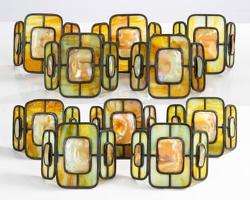Ten Tiffany Studios Turtleback Sconces
