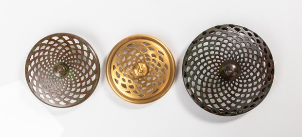 Three Tiffany Studios Bronze Heater Caps