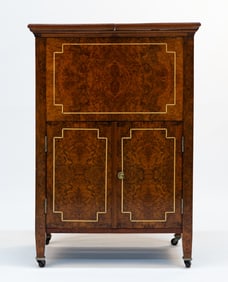 Burl Walnut Pop-Up Bar Cart / Cabinet