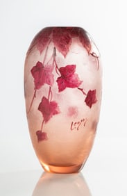Legras Art Nouveau Rubis Cameo Glass Vase
