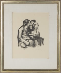 Kathe Kollwitz (German, 1867-1945) Zwei schwatzende Frauen mit Zwei Kindern (Two Chatting Women with