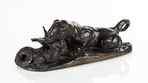 Antoine-Louis Barye (French, 1795-1875) Jaguar Dévorant un Crocodile (Jaguar Devouring a Crocodile)