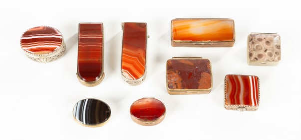Banded Agate & Hardstone Pill / Snuff Boxes
