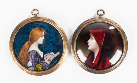 French Limoges Enamel Portrait Medallions