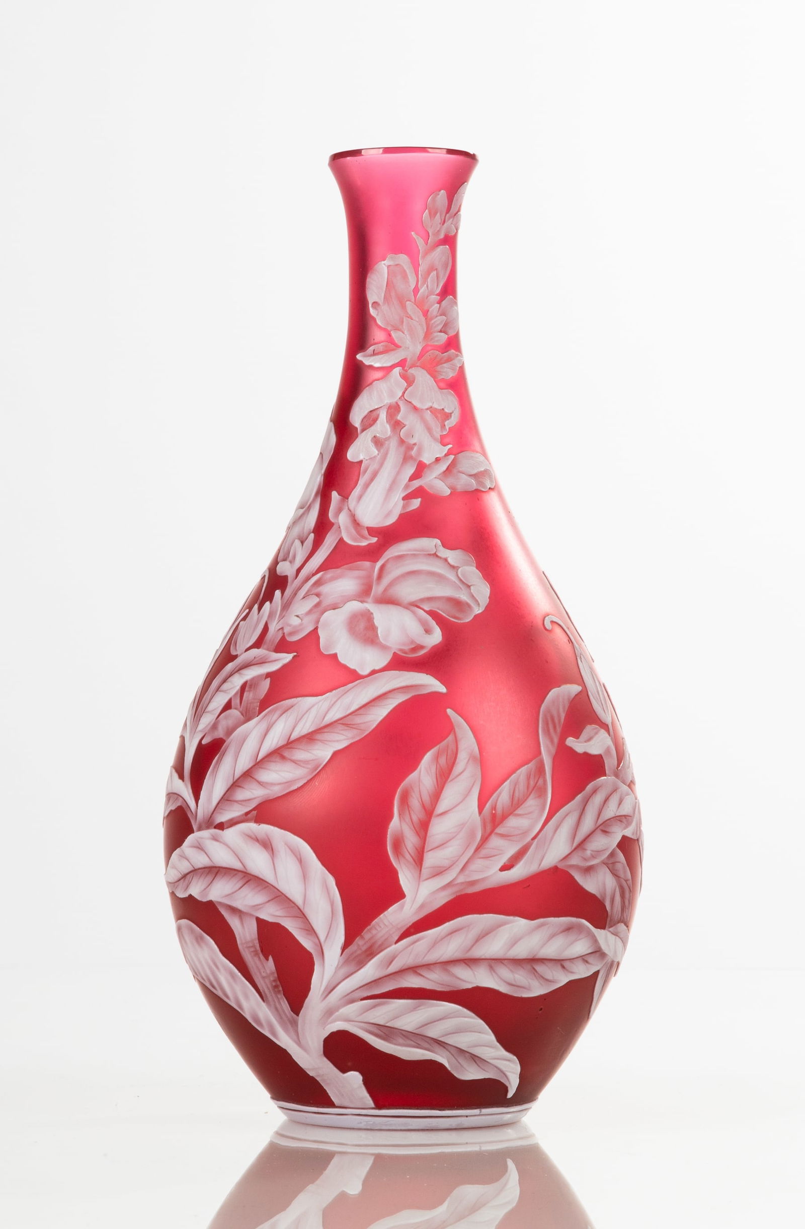 Thomas Webb Cameo Glass Vase: Thomas Webb Cameo Glass Vase Thomas Webb & Sons, circa 1880-1890. Opaque white and translucent-red glass. Ht. 8 3/4 in. Estate of Sidonie (Triepel) Williams, Buffalo, New York.