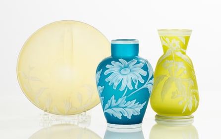 Three Pieces of English Cameo Glass