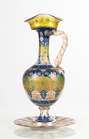 Bohemian Glass Water Jug & Under Tray, Attributed to Lobmeyr