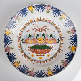 17th / 18th Century Delft Polychromed Charger / Deep Dish