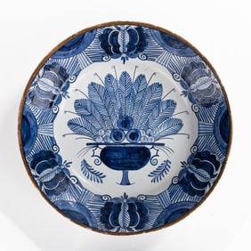 Dutch Delft Peacock Feather Charger