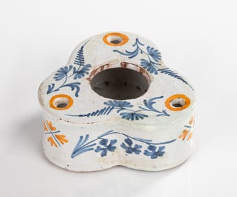 18th Century Dutch Delft Polychromed Inkwell