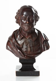 19th Century Carved Walnut Bust of Shakespeare, After Houdon