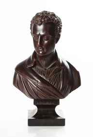 19th Century Carved Walnut Bust of Lord Byron