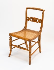 Set of Four Sheraton Tiger Maple Chairs