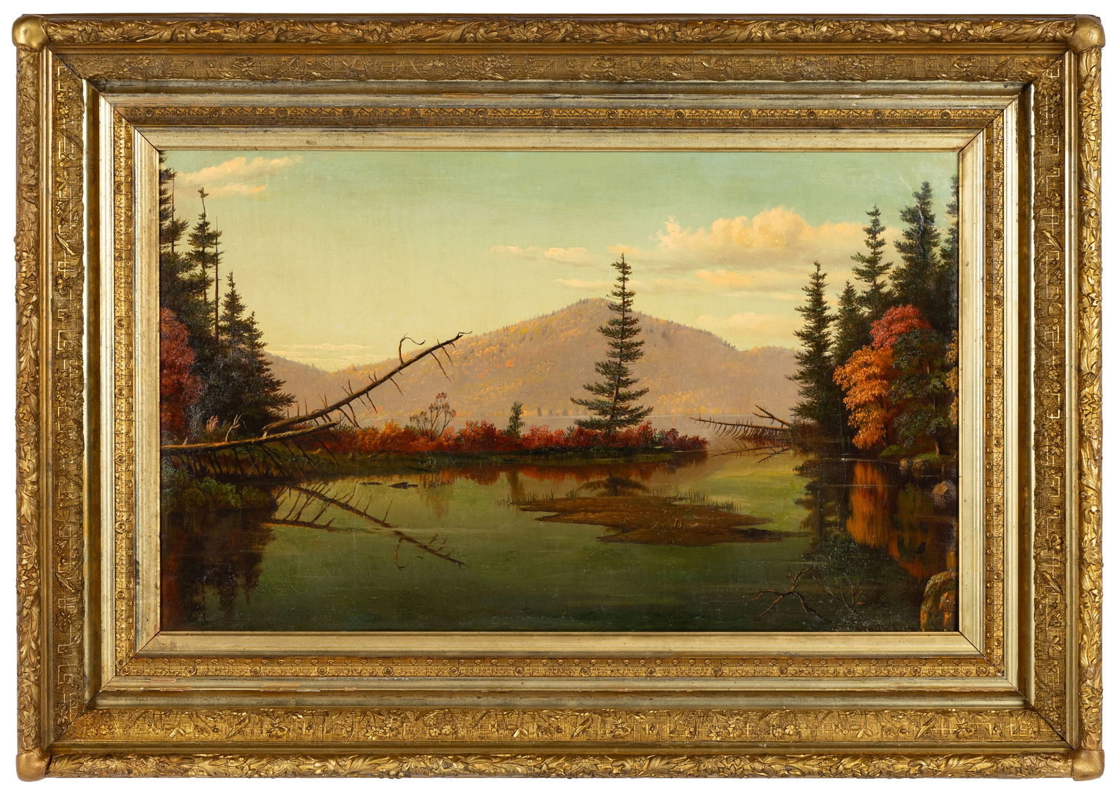 Attributed to Levi Wells Prentice (American, 1851-1935) Adirondack Scene: Attributed to Levi Wells Prentice (American, 1851-1935) Adirondack Scene Oil on canvas. Unsigned. 18 1/2 x 30 in.