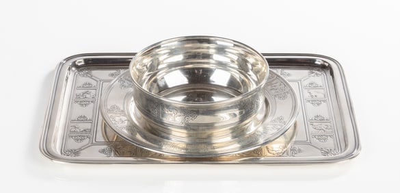 Tiffany & Co. Sterling Silver Child's Plate, Bowl, & Tray