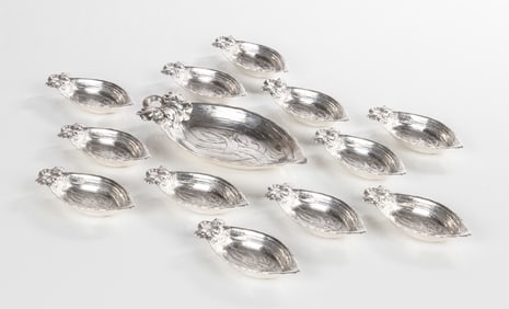 Thirteen Gorham Sterling Silver Leaf Form Trays / Nut Dishes