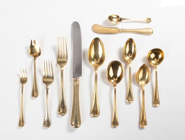 Gorham Silver-Gilt Old French Pattern Flatware, Service for Twelve