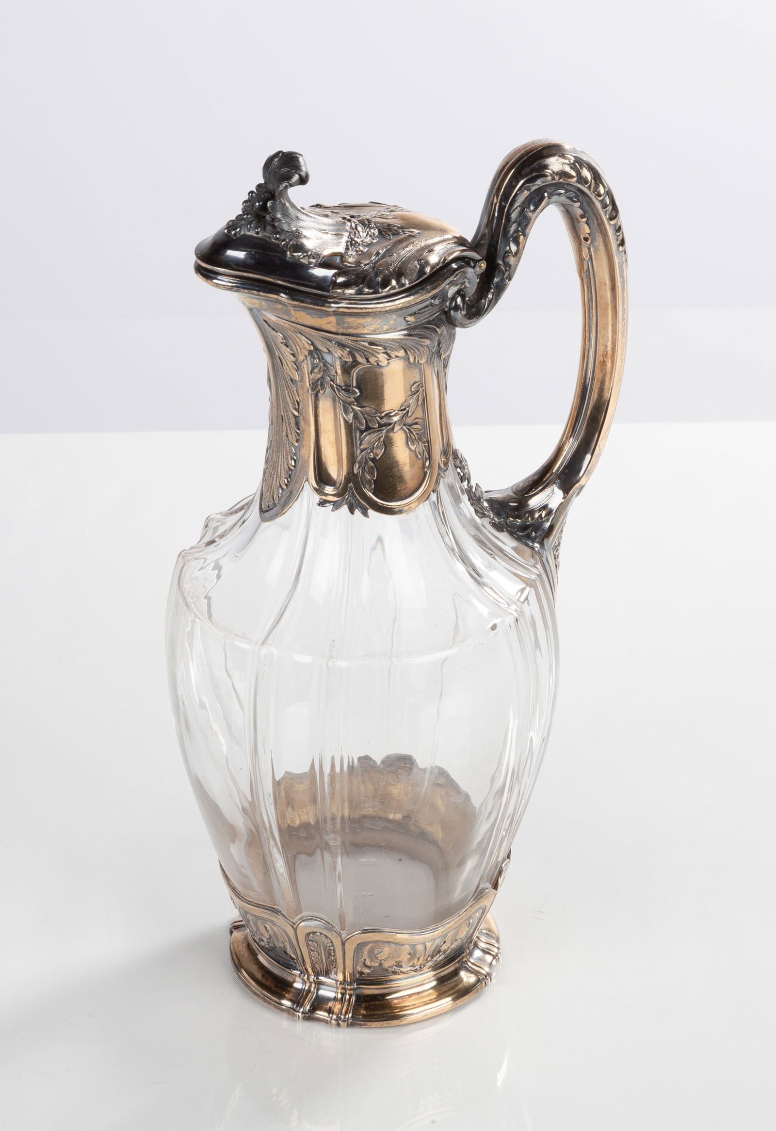 Gustave Keller French Gilt-Silver Mounted Crystal Claret (1 of 4)