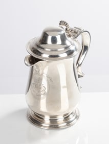 English George III Silver Tankard with Burnist Family Heraldic Coat of Arms