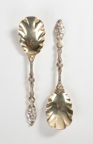 Pair of Sterling Silver Parcel-Gilt Serving Pieces, Charles Edwards, London, 1883