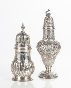 English Silver & Silver Plate Repousse Castor Muffineers