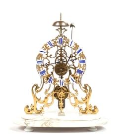 Edward Johnson, Derby, Arabesque Skeleton Clock with Dome