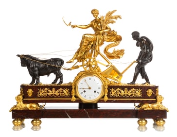 Fine & Rare Monumental French Ormolu and Bronze Empire Clock