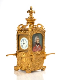 French Sedan Carriage Clock with Miniature Portraits