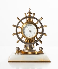 Hamilton Crichton & Co Ships Wheel Desk Clock & Barometer