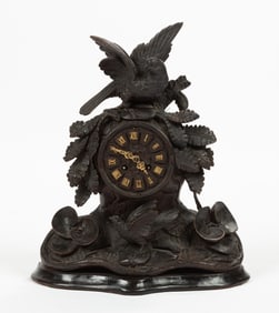 Finely Carved Black Forest Swiss Mantle Clock
