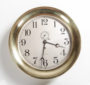 Rare & Large Chelsea Clock Co. 12-Inch Pilot House Wall Clock